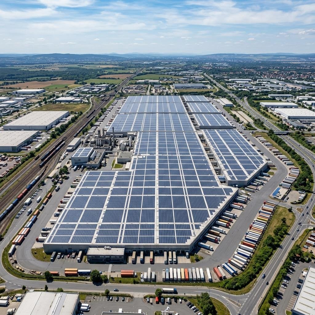 Large-scale industrial factory rooftop solar installation in Bengaluru