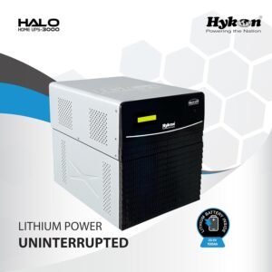 Hykon HALO 3000 lithium inverter with inbuilt battery. 3000VA pure sine wave, long backup, fast charge & maintenance-free design.
